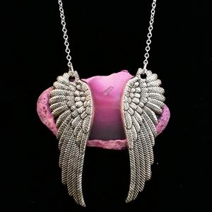 Handmade Agate Angel Wings Necklace